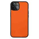 For iPhone 13 Pro Max PU Leather Skin Magnetic Patch TPU Shockproof Magsafe Case (Orange) - 2