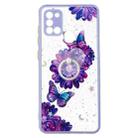 For Samsung Galaxy A21s Colored Drawing Starry Sky Epoxy TPU Shockproof Case with Ring Holder(Purple Flower Butterfly) - 1