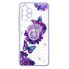 For Samsung Galaxy A32 4G Colored Drawing Starry Sky Epoxy TPU Shockproof Case with Ring Holder(Purple Flower Butterfly) - 1