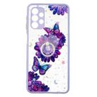 For Samsung Galaxy A32 5G Colored Drawing Starry Sky Epoxy TPU Shockproof Case with Ring Holder(Purple Flower Butterfly) - 1