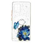 For Samsung Galaxy A42 5G Colored Drawing Starry Sky Epoxy TPU Shockproof Case with Ring Holder(Blue Butterfly) - 1