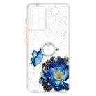 For Samsung Galaxy A52 5G Colored Drawing Starry Sky Epoxy TPU Shockproof Case with Ring Holder(Blue Butterfly) - 1