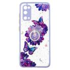 For Samsung Galaxy S20 Colored Drawing Starry Sky Epoxy TPU Shockproof Case with Ring Holder(Purple Flower Butterfly) - 1