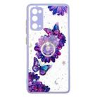 For Samsung Galaxy S20 FE 4G / 5G Colored Drawing Starry Sky Epoxy TPU Shockproof Case with Ring Holder(Purple Flower Butterfly) - 1