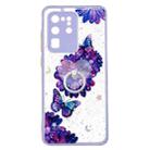For Samsung Galaxy S20 Ultra Colored Drawing Starry Sky Epoxy TPU Shockproof Case with Ring Holder(Purple Flower Butterfly) - 1
