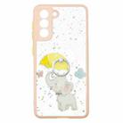 For Samsung Galaxy S21 5G Colored Drawing Starry Sky Epoxy TPU Shockproof Case with Ring Holder(Baby Elephant) - 1
