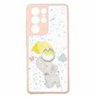 For Samsung Galaxy S21 Ultra 5G Colored Drawing Starry Sky Epoxy TPU Shockproof Case with Ring Holder(Baby Elephant) - 1