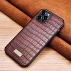 For iPhone 13 Pro SULADA Crocodile Texture TPU Protective Case (Mocha Brown) - 1