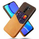 For Xiaomi Redmi 9 Cloth Texture PC + PU Leather Back Cover Shockproof Case with Card Slot(Orange) - 1