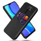 For Xiaomi Redmi 9 Cloth Texture PC + PU Leather Back Cover Shockproof Case with Card Slot(Black) - 1