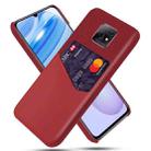 For Xiaomi Redmi 10X 5G Cloth Texture PC + PU Leather Back Cover Shockproof Case with Card Slot(Red) - 1