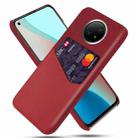 For Xiaomi Redmi Note 9 5G Cloth Texture PC + PU Leather Back Cover Shockproof Case with Card Slot(Red) - 1