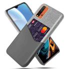 For Xiaomi Redmi 9 Power Cloth Texture PC + PU Leather Back Cover Shockproof Case with Card Slot(Grey) - 1