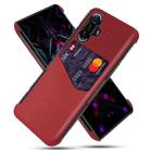 For Xiaomi Redmi K40 Gaming Cloth Texture PC + PU Leather Back Cover Shockproof Case with Card Slot(Red) - 1