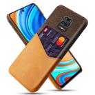 For Xiaomi Redmi Note 9S Cloth Texture PC + PU Leather Back Cover Shockproof Case with Card Slot(Orange) - 1