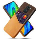 For Xiaomi Redmi Note 9 Cloth Texture PC + PU Leather Back Cover Shockproof Case with Card Slot(Orange) - 1