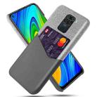 For Xiaomi Redmi Note 9 Cloth Texture PC + PU Leather Back Cover Shockproof Case with Card Slot(Grey) - 1
