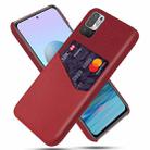 For Xiaomi Redmi Note 10 5G Cloth Texture PC + PU Leather Back Cover Shockproof Case with Card Slot(Red) - 1