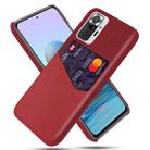 For Xiaomi Redmi Note 10 Pro Max Cloth Texture PC + PU Leather Back Cover Shockproof Case with Card Slot(Red) - 1