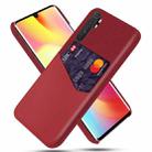 For Xiaomi Mi Note 10 Lite Cloth Texture PC + PU Leather Back Cover Shockproof Case with Card Slot(Red) - 1