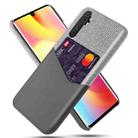 For Xiaomi Mi Note 10 Lite Cloth Texture PC + PU Leather Back Cover Shockproof Case with Card Slot(Grey) - 1