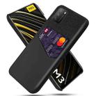 For Xiaomi Poco M3 Cloth Texture PC + PU Leather Back Cover Shockproof Case with Card Slot(Black) - 1