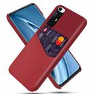 For Xiaomi Mi 10S Cloth Texture PC + PU Leather Back Cover Shockproof Case with Card Slot(Red) - 1