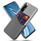 For Xiaomi Mi 10S Cloth Texture PC + PU Leather Back Cover Shockproof Case with Card Slot(Grey) - 1