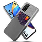 For Xiaomi Mi 10T Pro 5G Cloth Texture PC + PU Leather Back Cover Shockproof Case with Card Slot(Grey) - 1