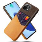 For Xiaomi Mi 11 Lite 5G Cloth Texture PC + PU Leather Back Cover Shockproof Case with Card Slot(Orange) - 1