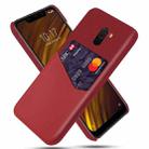 For Xiaomi Pocophone F1 Cloth Texture PC + PU Leather Back Cover Shockproof Case with Card Slot(Red) - 1