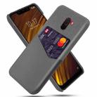 For Xiaomi Pocophone F1 Cloth Texture PC + PU Leather Back Cover Shockproof Case with Card Slot(Grey) - 1