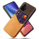 For Xiaomi Redmi K40 Cloth Texture PC + PU Leather Back Cover Shockproof Case with Card Slot(Orange) - 1