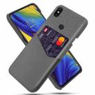 For Xiaomi Mi Mix 3 Cloth Texture PC + PU Leather Back Cover Shockproof Case with Card Slot(Grey) - 1