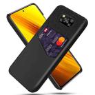 For Xiaomi Poco X3 Cloth Texture PC + PU Leather Back Cover Shockproof Case with Card Slot(Black) - 1