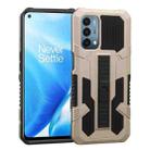 For OnePlus Nord N200 5G Vanguard Warrior All Inclusive Double-color Shockproof TPU + PC Protective Case with Holder(Gold) - 1