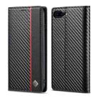 LC.IMEEKE Carbon Fiber PU + TPU Horizontal Flip Leather Case with Holder & Card Slot & Wallet For iPhone 7Plus / 8Plus(Vertical Black) - 1