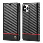 For iPhone 11 LC.IMEEKE Carbon Fiber PU + TPU Horizontal Flip Leather Case with Holder & Card Slot & Wallet (Horizontal Black) - 1