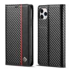 For iPhone 11 LC.IMEEKE Carbon Fiber PU + TPU Horizontal Flip Leather Case with Holder & Card Slot & Wallet (Vertical Black) - 1