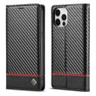 For iPhone 12 mini LC.IMEEKE Carbon Fiber PU + TPU Horizontal Flip Leather Case with Holder & Card Slot & Wallet (Horizontal Black) - 1