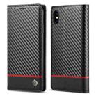 For iPhone XS Max LC.IMEEKE Carbon Fiber PU + TPU Horizontal Flip Leather Case with Holder & Card Slot & Wallet(Horizontal Black) - 1