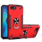 For OPPO A1k PC + TPU Protective Case with 360 Degrees Rotatable Ring Holder(Red) - 1