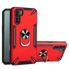 For OPPO A91 / Reno3 PC + TPU Protective Case with 360 Degrees Rotatable Ring Holder(Red) - 1