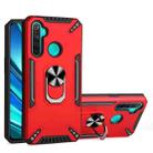 For Realme 5 PC + TPU Protective Case with 360 Degrees Rotatable Ring Holder(Red) - 1