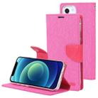 For iPhone 13 mini GOOSPERY CANVAS DIARY Cross Texture Horizontal Flip Leather Case with Holder& Card Slots & Wallet (Rose Red) - 1