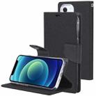 For iPhone 13 mini GOOSPERY CANVAS DIARY Cross Texture Horizontal Flip Leather Case with Holder& Card Slots & Wallet (Black) - 1