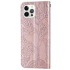 For iPhone 13 Pro Max Life of Tree Embossing Pattern Horizontal Flip Leather Case with Holder & Card Slot & Wallet & Photo Frame & Lanyard (Rose Gold) - 3