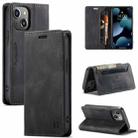 AutSpace A01 Retro Skin-feel Crazy Horse Texture Horizontal Flip Leather Case with Holder & Card Slots & Wallet & RFID For iPhone 13(Black) - 1