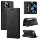For iPhone 13 Pro Max AutSpace A01 Retro Skin-feel Crazy Horse Texture Horizontal Flip Leather Case with Holder & Card Slots & Wallet & RFID (Black) - 1