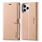 For iPhone 13 Pro Forwenw F1 Series Matte Strong Magnetism Horizontal Flip Leather Case with Holder & Card Slots & Wallet & Photo Frame (Rose Gold) - 1